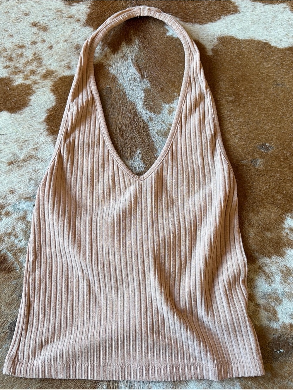 Me to We Ribbed V-Neck Halter Tank Top
